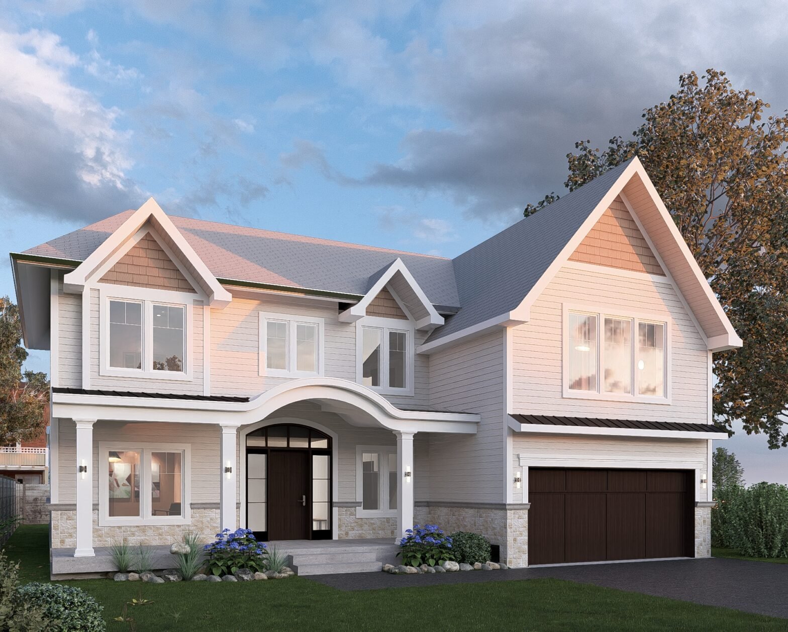 Elegant custom home design with traditional detailing and modern charm.