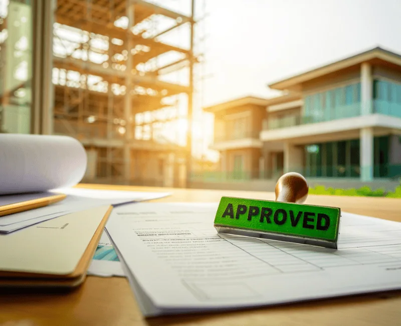 Approved building permit documents for a Brampton construction project prepared by Dinh Design