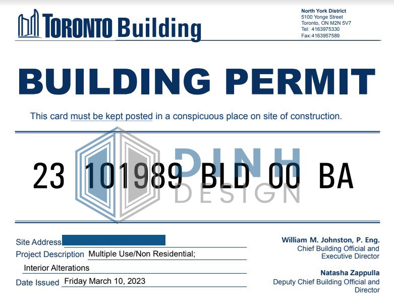 Commercial interior alterations building permit by Dinh Design in Toronto