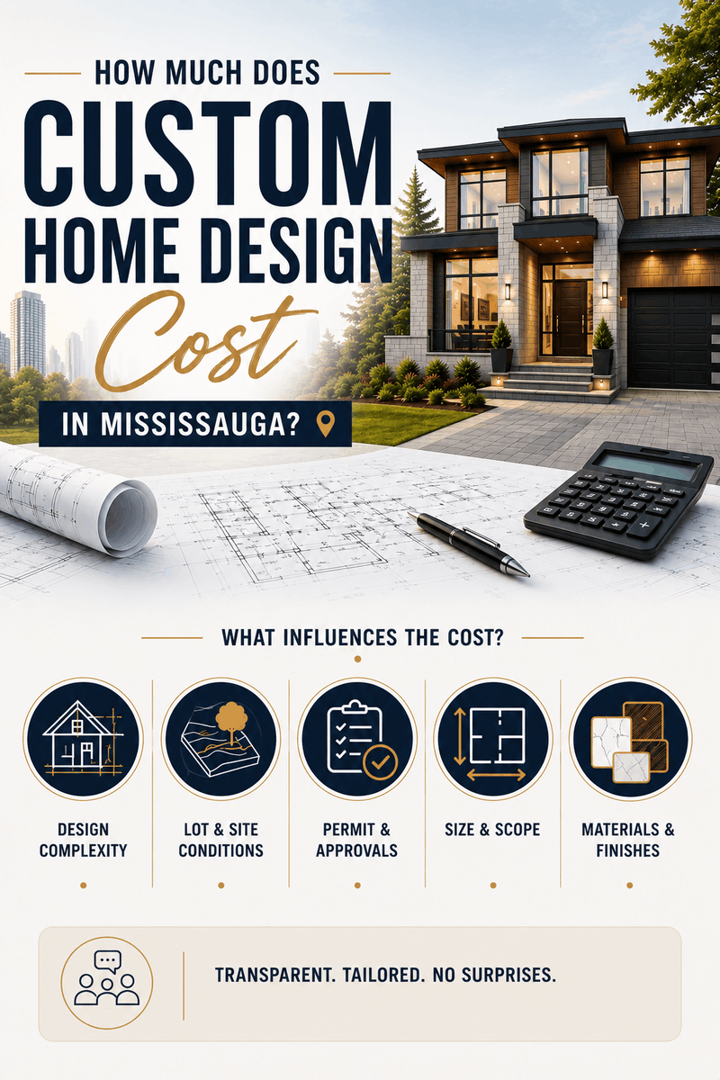 Custom home design cost in Mississauga showing key factors that affect design fees
